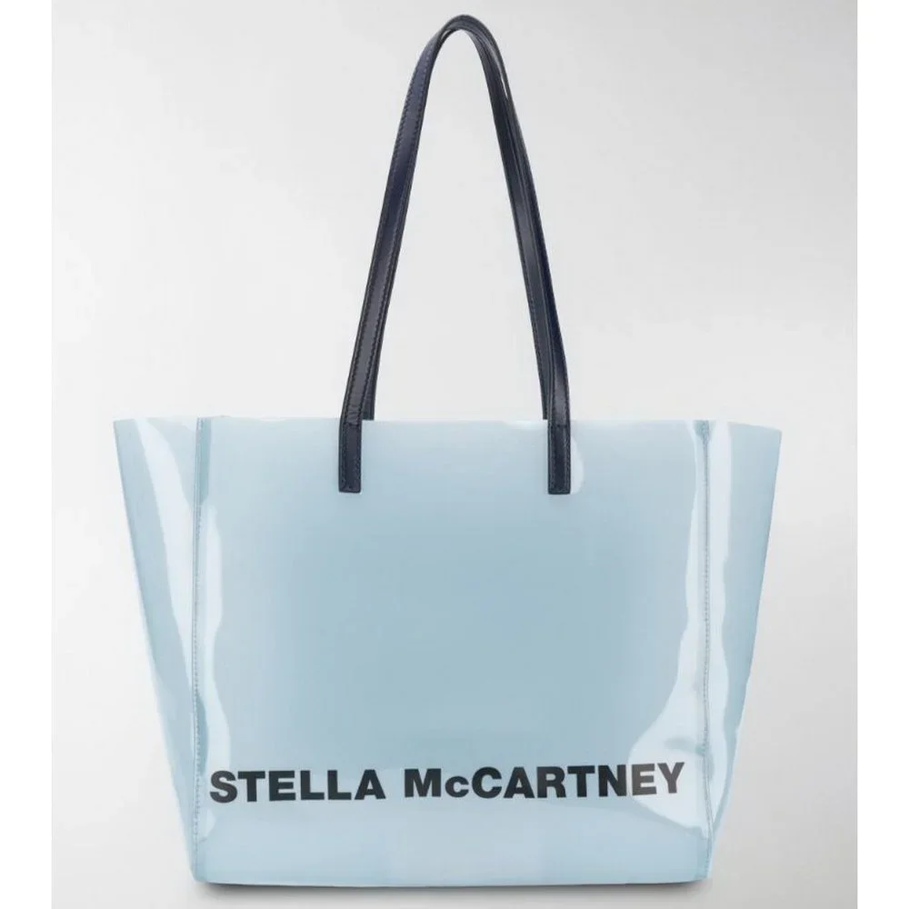 NWT Stella McCartney Blue Clear Logo PVC Tote, Blue